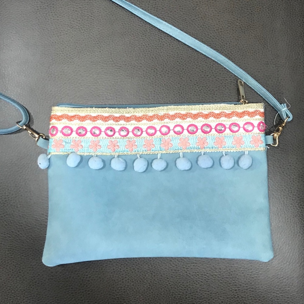Baby blue bohemian crossbody